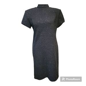 Vintage Jessica Howard Women's Size 6 Dress Black Floral Sparkles Short Asian Mi